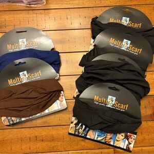 Multi Scarf Set in Black, Blue, and Brown- Set of 6